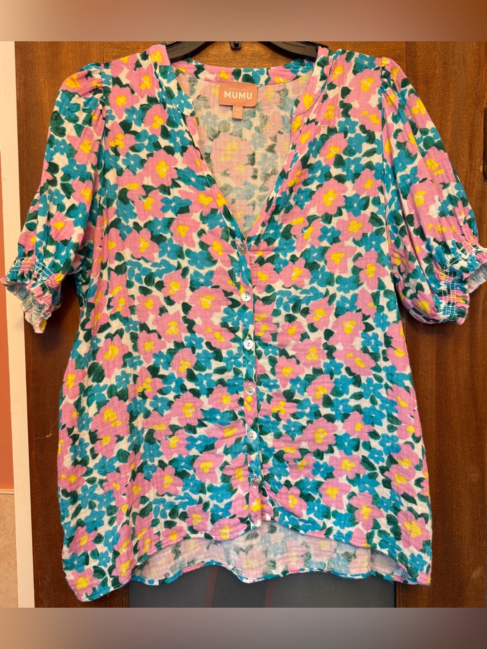 Show me Your MuMu Womens Leslie Top High/Low Violets Garden Floral Print Blouse